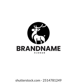 Black deer silhouette vector logo
