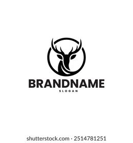 Black deer silhouette vector logo
