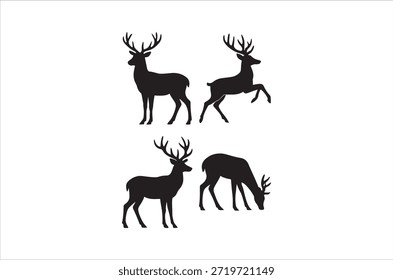 Las siluetas de ciervo negro muestran diferentes posturas, creando una Imagen natural llamativa y simple.