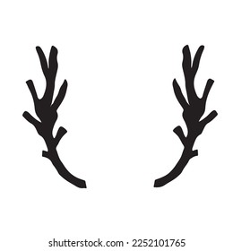 Black Deer's head and antlers vector illusration. element design