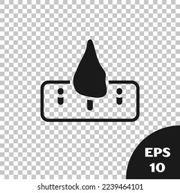 Black Deforestation icon isolated on transparent background. Chopping forest, destruction of wood. Danger for ecology and air pollution.  Vector