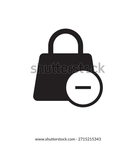 Black delete item shopping bag with negative symbol