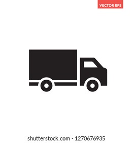 Black delivery truck / shipping service icon for interface concept elements app ui ux web button logo, simple modern graphic glyphs flat design vector eps 10 isolated on white background