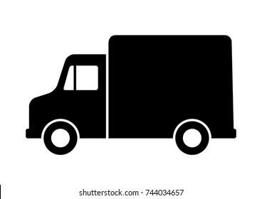 Black delivery van on white background 
