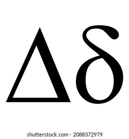 Black Delta Symbol Icon With Name. Greek Alphabet Letter