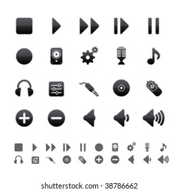 Black Deluxe Icons - Audio Equipment Set. Editable Vector File in Adobe Illustrator EPS 8.