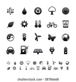 Black Deluxe Icons - Ecology Set. Editable Vector File in Adobe Illustrator EPS 8.