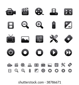 Black Deluxe Icons - Film Equipment Set. Editable Vector File in Adobe Illustrator EPS 8.