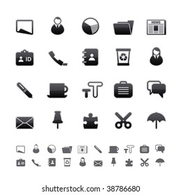 Black Deluxe Icons - Office Set. Editable Vector File in Adobe Illustrator EPS 8.