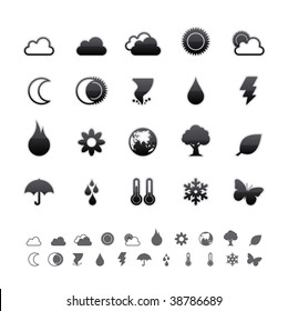 Black Deluxe Icons - Weather and Climate Set. Editable Vector File in Adobe Illustrator EPS 8.