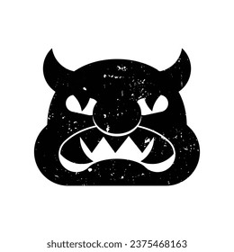 Black Demon Devil Satan Stamp Grunge Textura Icono Etiqueta de etiqueta Sticker Vector EPS Transparente No Antecedente Clip Art Vector EPS PNG 