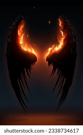 Black demon wings with flame effect