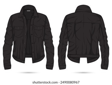 Black denim jacket mockup front and back view