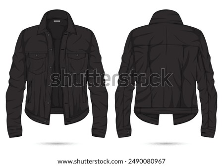 Black denim jacket mockup front and back view