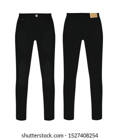 Black denim pants. vector illustration