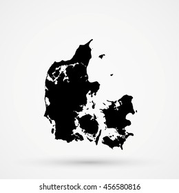 black Denmark Map Illustration