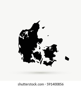Black Denmark Map Illustration