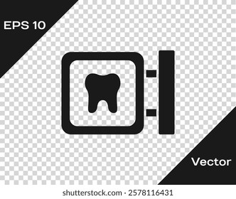 Black Dental clinic location icon isolated on transparent background.  Vector