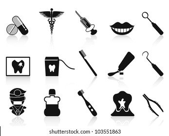 black dental icons set