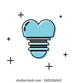 Black Dental implant icon isolated on white background.  Vector Illustration