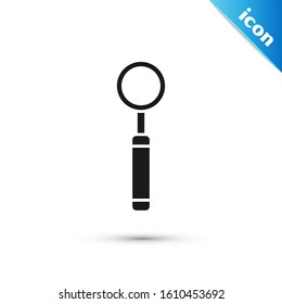 Black Dental inspection mirror icon isolated on white background. Tool dental checkup.  Vector Illustration