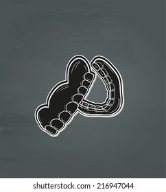 black denture on dark background, vector, isolated