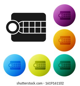 Black Dentures model icon isolated on white background. Dental concept. Set icons colorful circle buttons. Vector Illustration