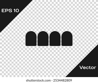 Black Dentures model icon isolated on transparent background. Teeth of the upper jaw. Dental concept.  Vector