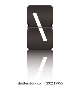 Black departure board letter backslash from a series of flipboard letters.