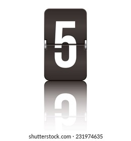Black departure board number 5 from a series of flipboard numbers.