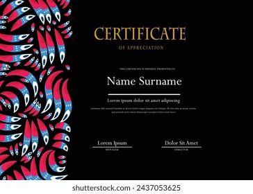 Black design certificate template, for multipurpose use like Achievement, Award, Completion, Appreciation, Eyelash Extension, Nail Extension, Hair Extension, microblading etc.