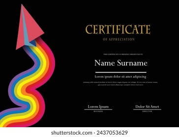 Black design certificate template, for multipurpose use like Achievement, Award, Completion, Appreciation, Eyelash Extension, Nail Extension, Hair Extension, microblading etc.