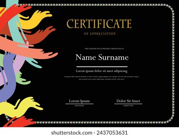 Black design certificate template, for multipurpose use like Achievement, Award, Completion, Appreciation, Eyelash Extension, Nail Extension, Hair Extension, microblading etc.