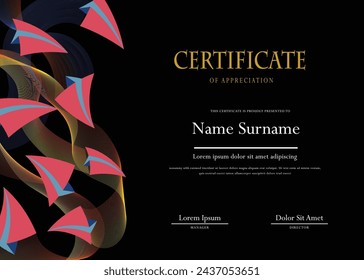 Black design certificate template, for multipurpose use like Achievement, Award, Completion, Appreciation, Eyelash Extension, Nail Extension, Hair Extension, microblading etc.