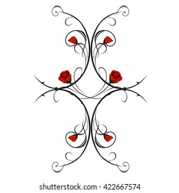 Black design element with roses.