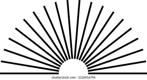 Black Design Element, Shape, Radial Half Circle Of Lines, Stripes. Transparent Background. Abstract Vector Illustration, Eps 10.