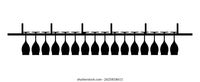 Black design of a hanging wine glass for kitchen decor