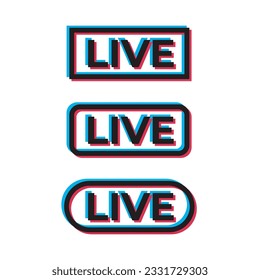 diseño negro diseño de símbolo de transmisión en vivo plantilla de diseño, transmisión en vivo de medios sociales vectores de icono, en aire tv mostrar diseño de elementos con icono de juego, diseño de elementos de medios sociales
