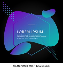 Black design template with neon elements. Simple trend geometric background.