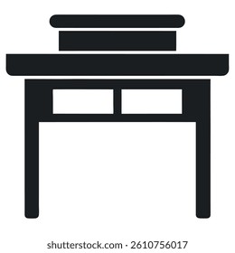 Black Desk Icon with Drawers  Simple Vector Design