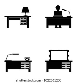 black desk icons set
