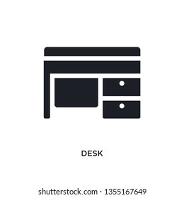 black desk isolated vector icon. simple element illustration from furniture concept vector icons. desk editable black logo symbol design on white background. can be use for web and mobile