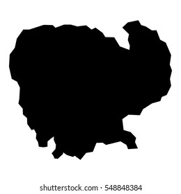Black detailed map of Cambodia. Vector EPS 10 illustration
