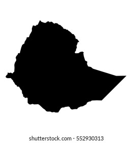 Black detailed map of Ethiopia. Vector EPS 10 illustration