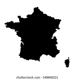 Black detailed map of France. Vector EPS 10 illustration