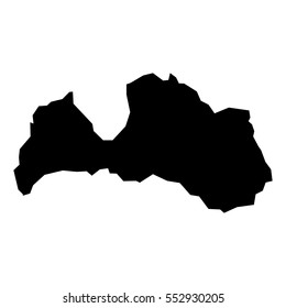 Black detailed map of Latvia. Vector EPS 10 illustration