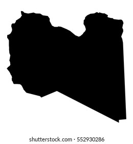 Black detailed map of Libya. Vector EPS 10 illustration