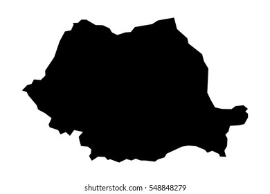 Black detailed map of Romania. Vector EPS 10 illustration