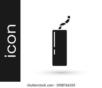 Black Detonate-Dynamite-Bombe-Stick und Timer-Uhr Symbol einzeln auf weißem Hintergrund. Zeitbombe - Explosionsgefährdungskonzept.  Vektorgrafik