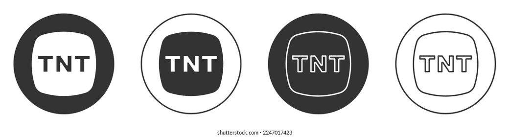 Icono de la barra dinamita del detonato negro aislado en fondo blanco. Bomba de tiempo - concepto de peligro de explosión. Botón Círculo. Vector
